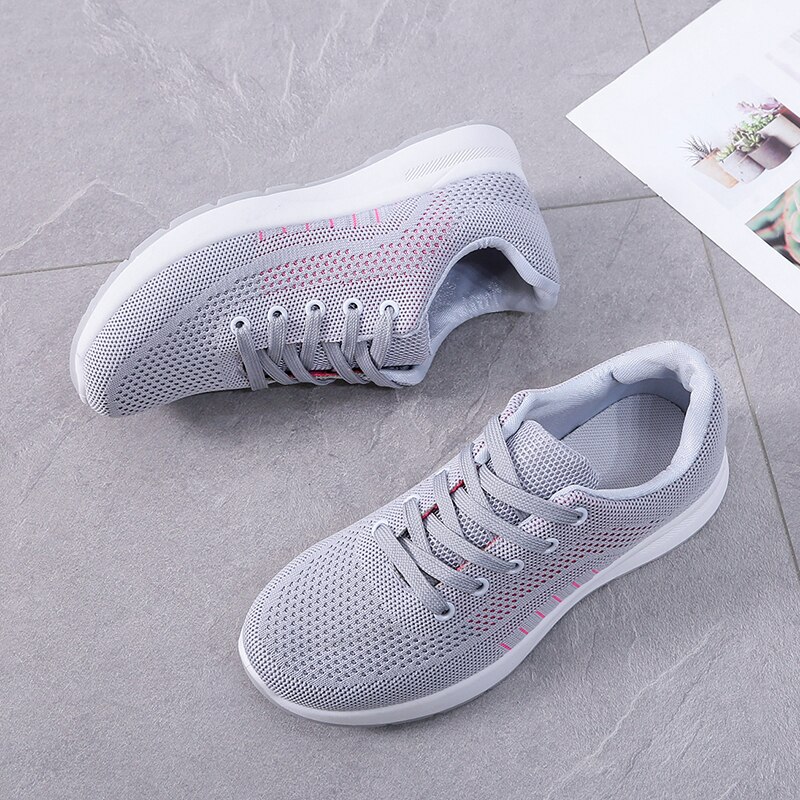 Tenis feminino kvinner tennissko utendørs lett sport treningssko tenis blancos joggesko tenis plataforma student flate sko 1: Grå / 9