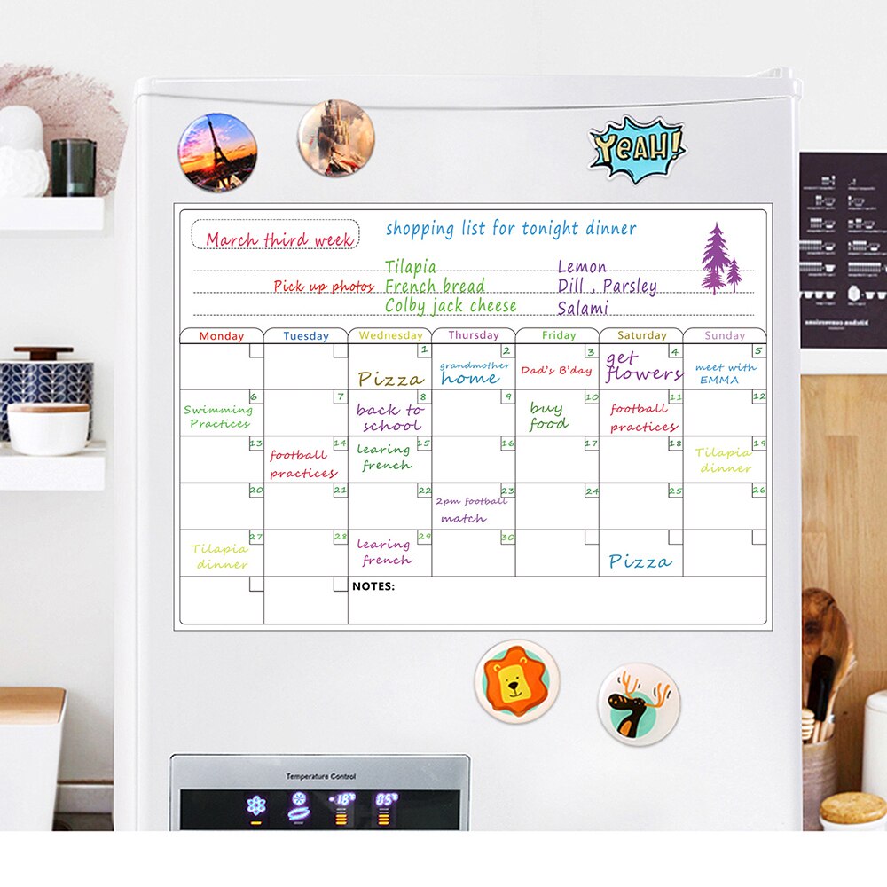 Magnetic Dry Erase Board Calendar Whiteboard Refrigerator Stickers Kitchen Fridge White Board for Schedule Daily Planner List