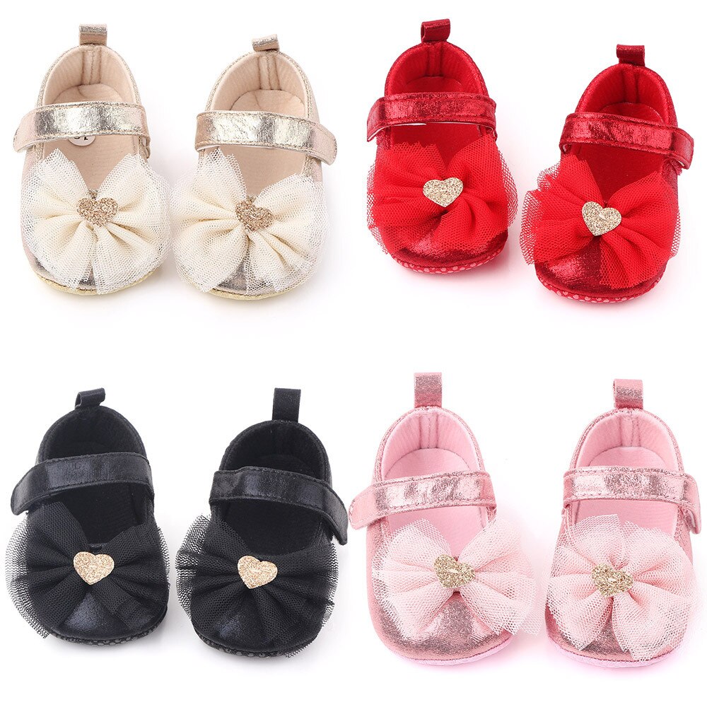 Spring / Autumn Infant Baby Girl baby Shoes princess Bow shoes soft bottom non-slip toddler shoes PU Leather First Walkers