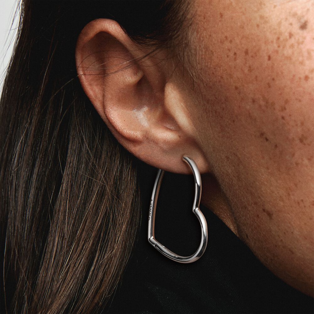 925 Sterling Zilver Oor Stude &amp; Oorbellen Asymmetrische Hart Hoepel Oorbellen Voor Vrouwen Sieraden Echt
