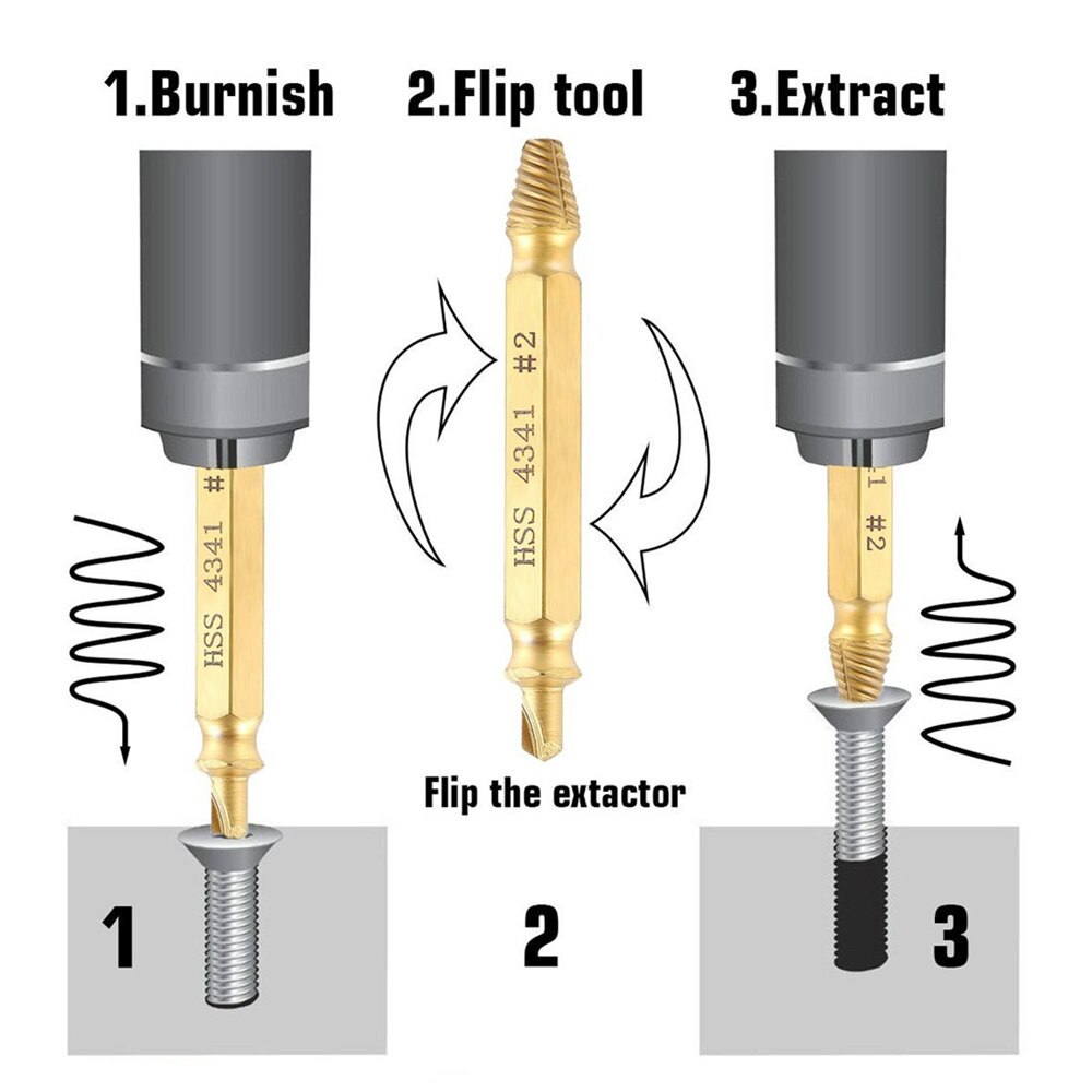 5pcs Damaged Screw Extractor Drill Bits Guide Set Broken Speed Out Easy out Bolt Screw High Strength Remover Tools Z0601