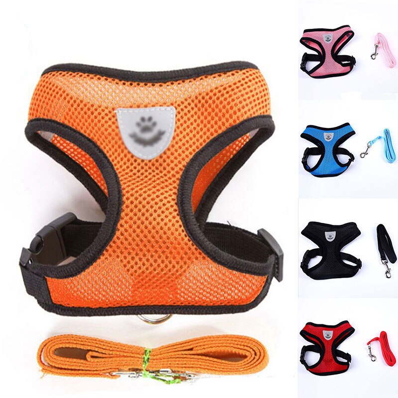 Breathable Small Dog Pet Harness and Leash Set Puppy Cat Vest Harness Collar For Chihuahua Pug Bulldog Cat