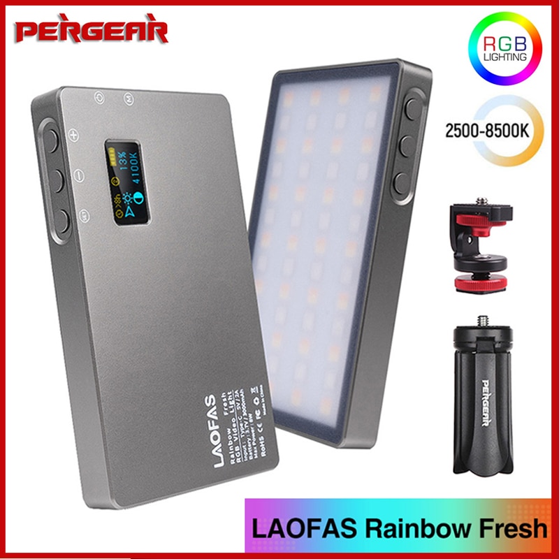 LAOFAS-miniluz LED para vídeo, luz de relleno portátil a todo Color, arcoíris Fresh RGB 2500K-8500K, para estudio de grabación de cámara