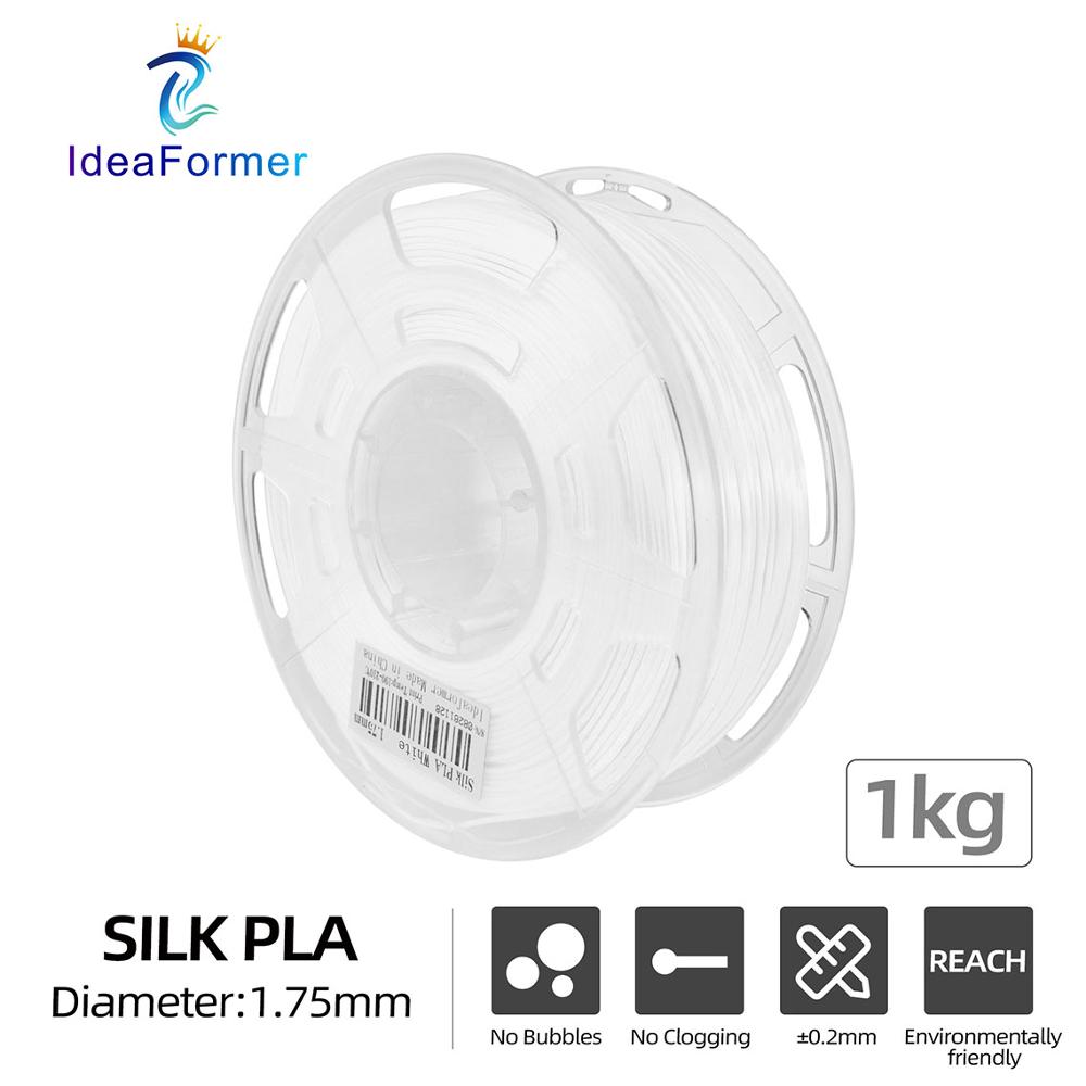 Ideaformer 1.75Mm Pla Zijde-Pla Filament 1Kg Transparante Spool Multi-Coloured Verbruiksartikelen 3D Plastic Printing Materialen filamento.: Silk PLA-White