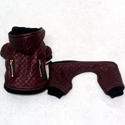 Leather Winter Pet Dog Coat Clothes Detachable Two-Piece Set Dogs Jacket Warm Four Legs Hoodies Windproof Clothing DOGGYZSTYLE: Wine Red / M