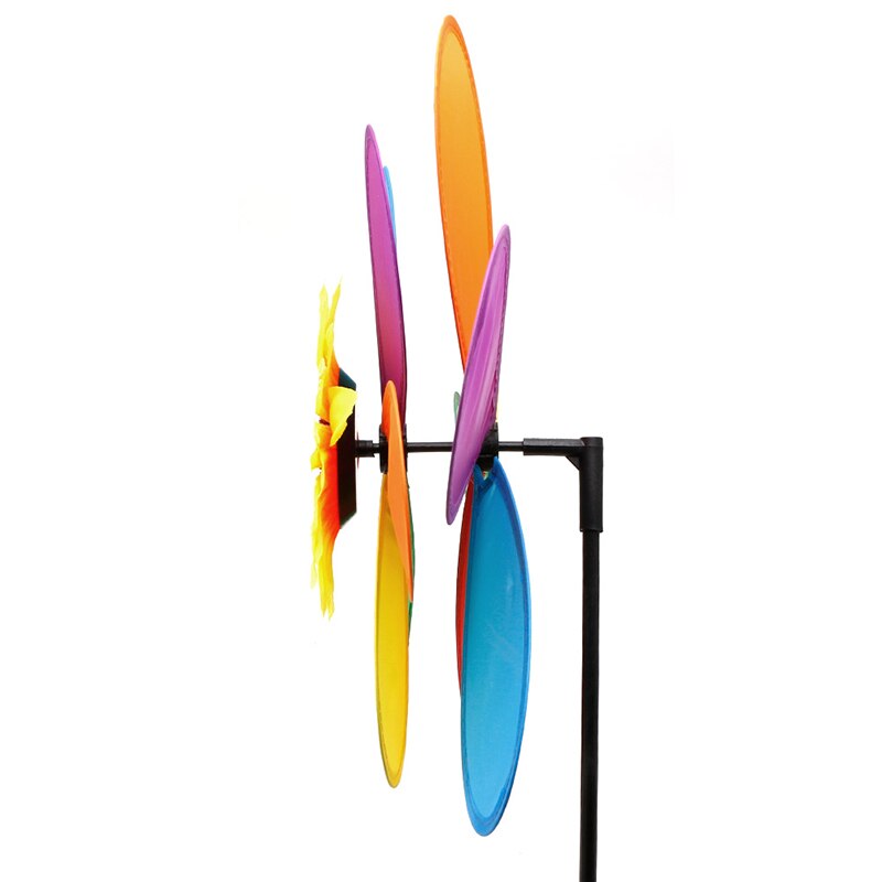 Sunflower Windmill Wind Spinner Rainbow Whirligig Wheel Home Yard Decoration