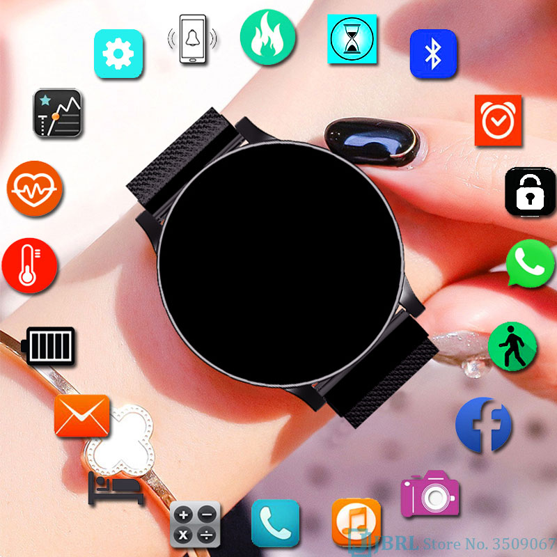 Montre intelligente ronde femmes hommes Smartwatch pour Android IOS électronique horloge intelligente Wach Fitness Tracker nouvelle montre-bracelet intelligente