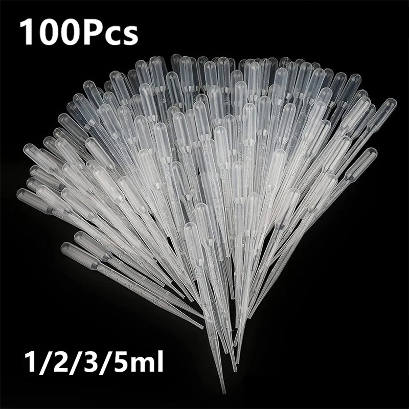 100 unids/lote pipeta de laboratorio 1ml 2ml 3ml 5ml contenedor graduado desechable de plástico equipo cuentagotas de líquido herramientas de maquillaje de paja