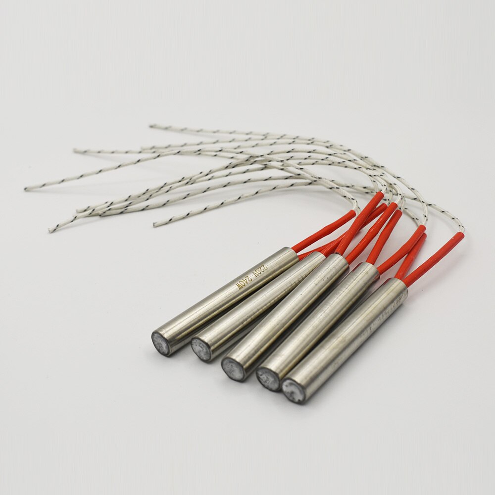 5pcs 220V 10mm Dia. Electric Cartridge Heater Element 50-200mm Tube Length 100-350W Stainless Steel Tubular Heating Element