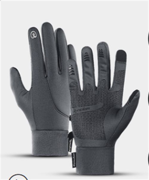 Guantes de equitación para deportes al aire libre, con cremallera, cálidos, a prueba de viento, impermeables, para pantalla táctil, para hombres y mujeres, Otoño e Invierno: gray / M