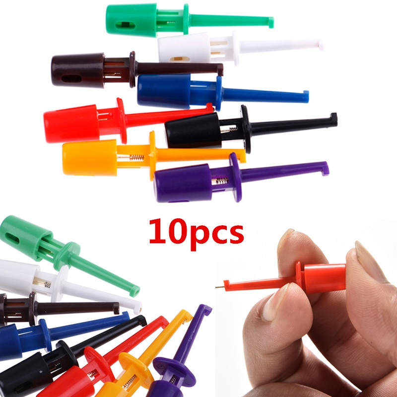 ! 10PCS Mini Single Test Hook Clips Test Probes For Electronic Testing IC Grabber Large Round Crocodile Clips Hook Test Clips