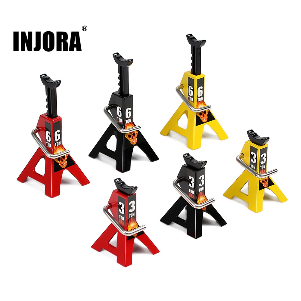 INJORA 2PCS Metal Height Adjustable 3T 6T Jack Repair Stand for 1/10 RC Crawler Car Traxxas TRX4 TRX6 Axial SCX10 90046