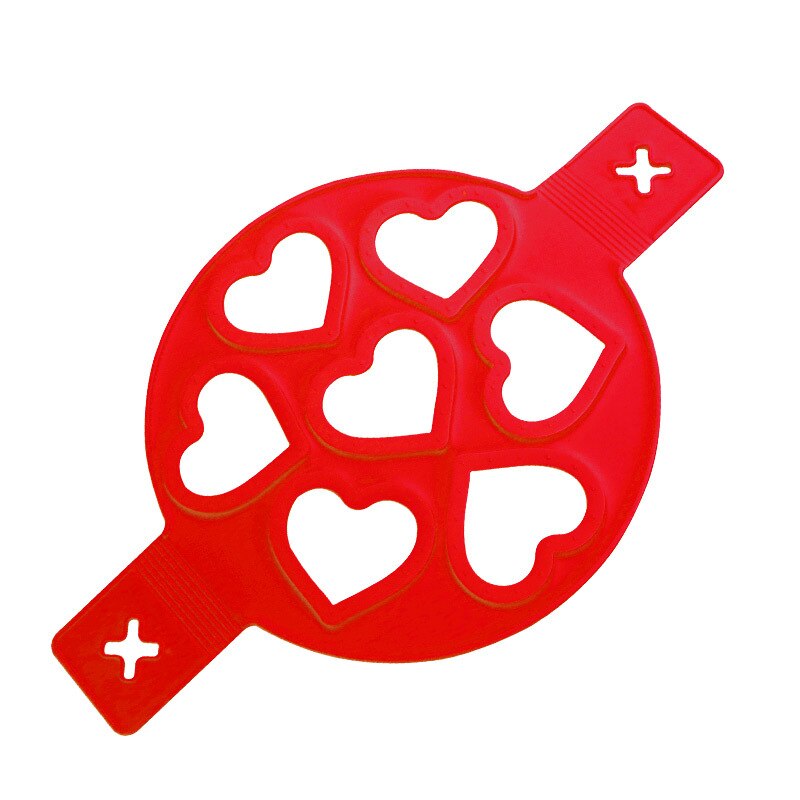 Egg Ring Non-stick Silicone Round Egg Ring Pancake Mold Reusable Silicone Non-stick Pancake Machine Egg Ring Machine (1PCS): 1pc heart 7 holes