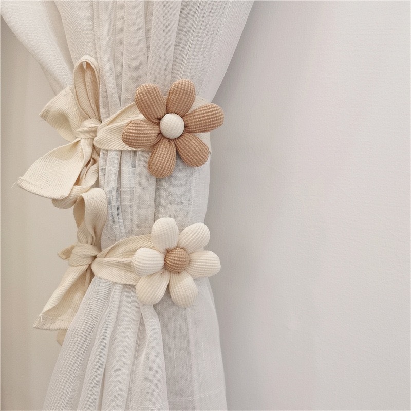Rideau à fleurs ours Kawaii, boucle suspendue, accessoires de rideau, décoration de maison, corde à cravate