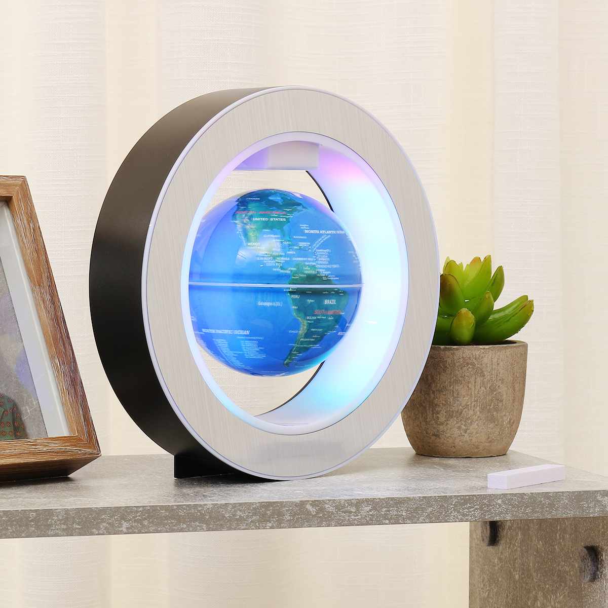 Globe électronique flottant en lévitation magnétique, carte du monde, lumière LED Terrestre, jouets d'apprentissage pour enfants, décoration de bureau