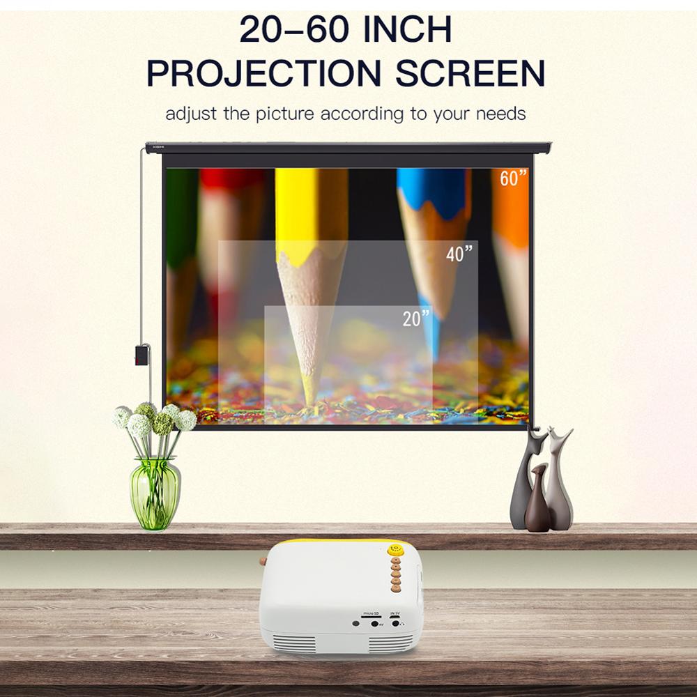 EU Plug yellow YG200 home mini projector LED portable handheld projector supports HD 1080P