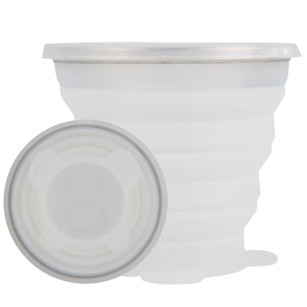 180ml sammenleggbare matkvalitets silikonkopper sammenleggbar reisekopp til fotturer camping utendørs sport kaffekrus utendørs vannkopp  #40: Hvit