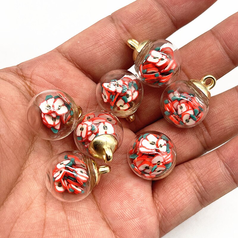 10pcs 16mm Colorful Transparent Ball Glass Polymer Clay Charms Pendant Find Hair Accessories Jewelry Charms Earring: 06