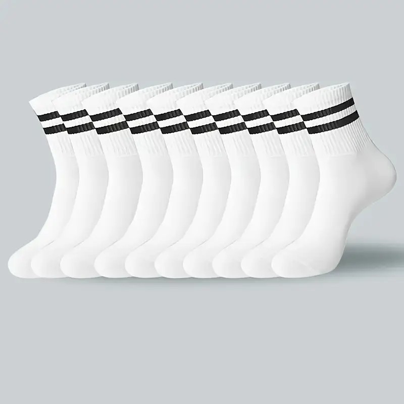 6/10/20 paires de chaussettes mi-tube à rayures neutres, absorbant la sueur, respirantes, douces et confortables, chaussettes de sport et de loisirs pour Couple