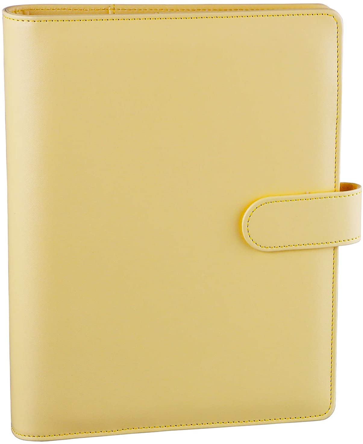 A5 Binder PU Leather 6-Ring Notebook Binder Cover for A5 Filler Paper, Refillable A5 Personal Planner Binder with Magnetic: A5-Yellow