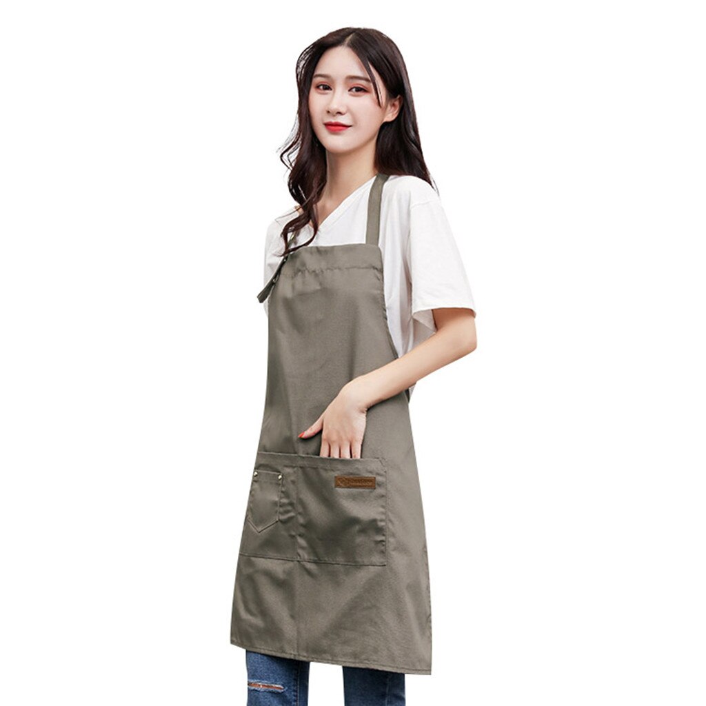 Apron Waterproof Black Washable Canvas Pockets Apron Butcher Crafts Baking Chefs Kitchen Cooking Bbq Plain Home Apron: Khaki