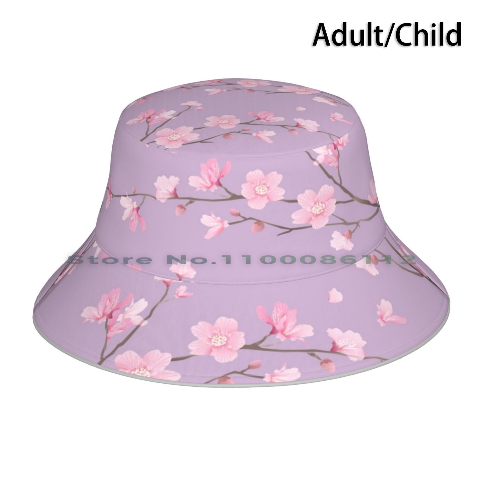 Cherry Blossom-Pastel Purple Bucket Hat Sun Cap Cherry Blossom Tree Japanese Cherry Blossom Sakura Flower The Cherry Tree