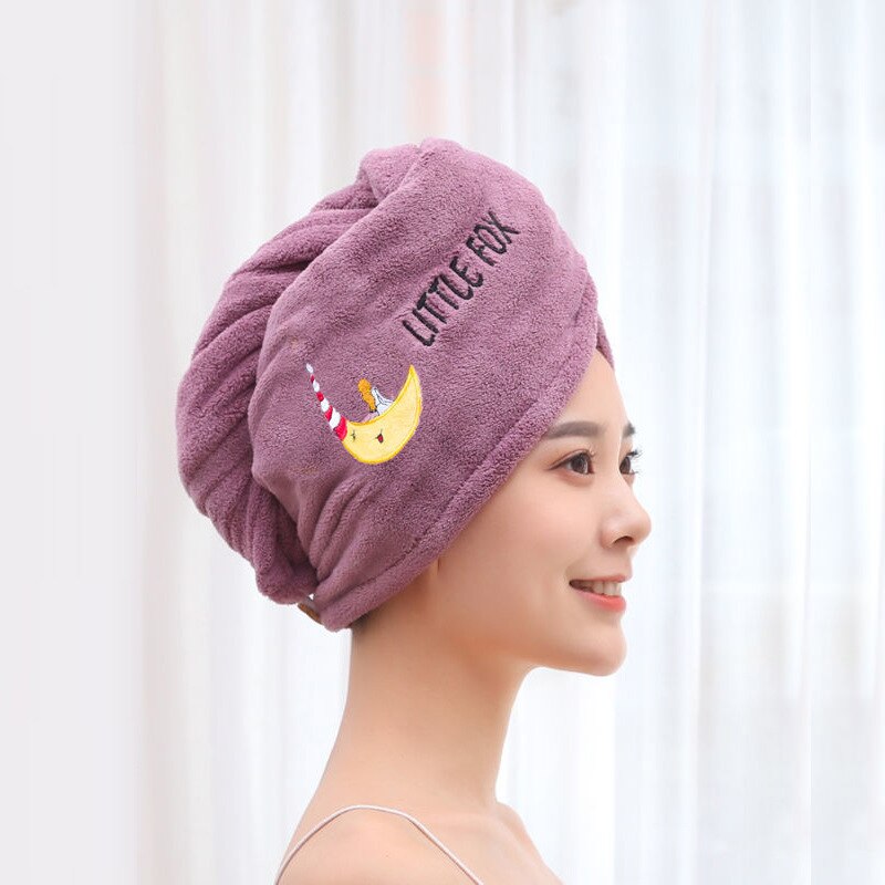 Kvinder mikrofiber håndklæde hår håndklæde badehåndklæder til voksne hjemme frotté håndklæder badeværelse serviette de douche turban til tørring af hår: Lilla måne
