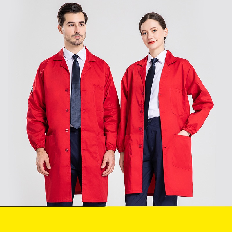 Antistatisk laboratoriekittel blå kvinder mænd laboratorieartikler kvinde mand fødevarefabrik uniformer lange ærmer elektriske kåber arbejderuniformer: Xxxl / Rød