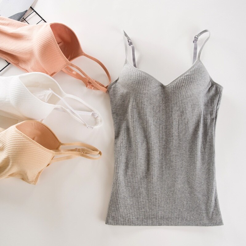 Women Padded Bras Vest Adjustable Strap Camis Vest Ladies Tank Tops