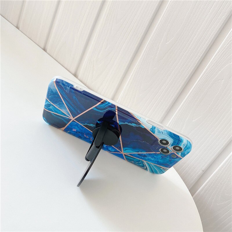 3D Universal Geometric Marble fold finger grip phone holder case DIY mobile Holder Flexible 360 Degree Rotate Mobile Phone Stent