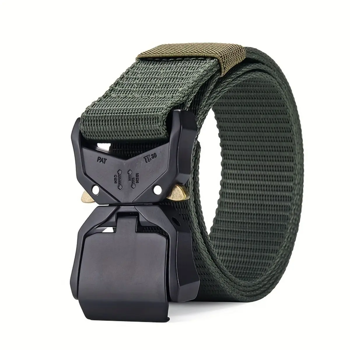Cinto masculino ao ar livre tático multi-função fivela de liga de náilon cintos de lona esportiva mais grande tamanho longo 125 150 170cm: Verde exército / 125 cm