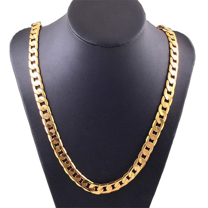 Luxe Mannen Gouden Ketting 6Mm Breedte Ketting Mode Fijne Ketting Armband Unisex Ketting Sieraden Maat: 18-30 Inches