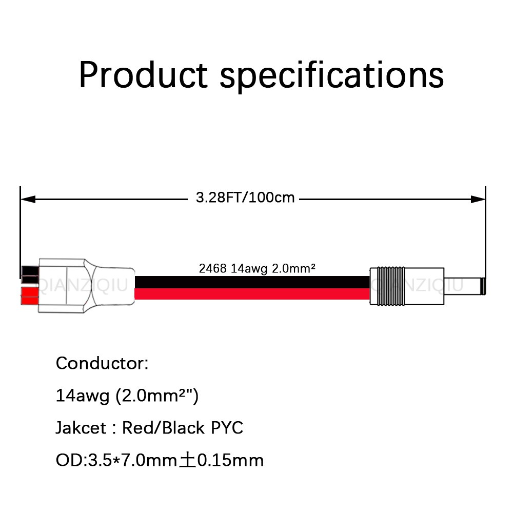 DC 5.5mm x 2.1mm Power Male Plug Cable with DC 8mm Adapter Compatible with Andersons 3.28FTPowerpole for Portable Generator