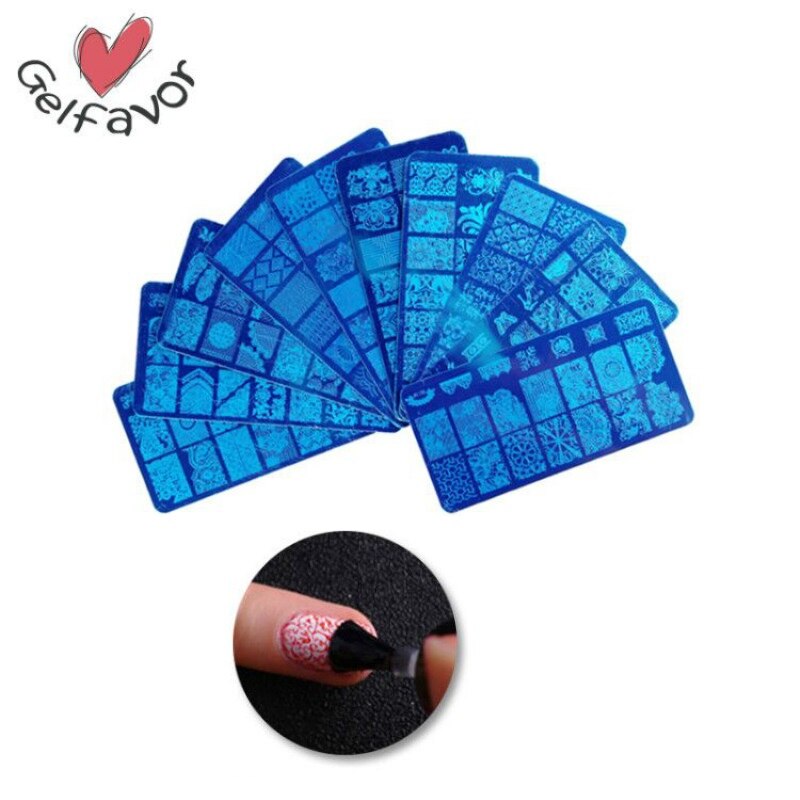 Gelfavor-Placa de estampado para manicura, Gel transparente, sello de silicona, molde para sello, acero inoxidable, esmalte de uñas de Gel UV