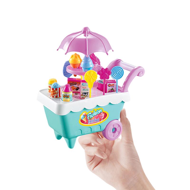 19PCS Kids Simulation Candy Ice Cream Trolley Mini Pusher Car Toy Candy Ice Cream Supermarket Music Kids Pretend Play Toys: Default Title