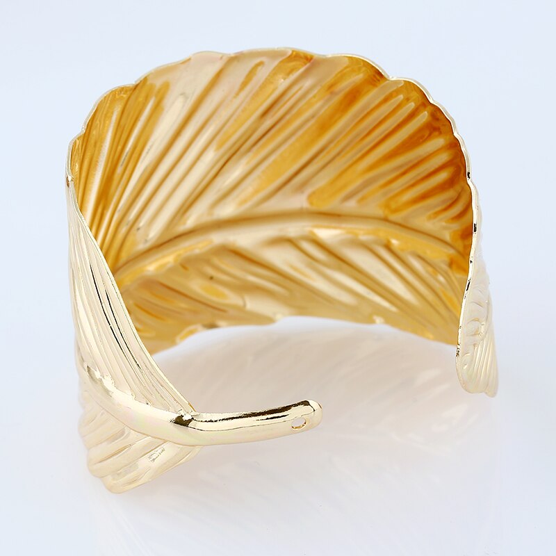 Goud zilver Kleur Armband Manchet Armbanden Voor Vrouwen Grote Armband Punk boom blad Open Armband Mode-sieraden