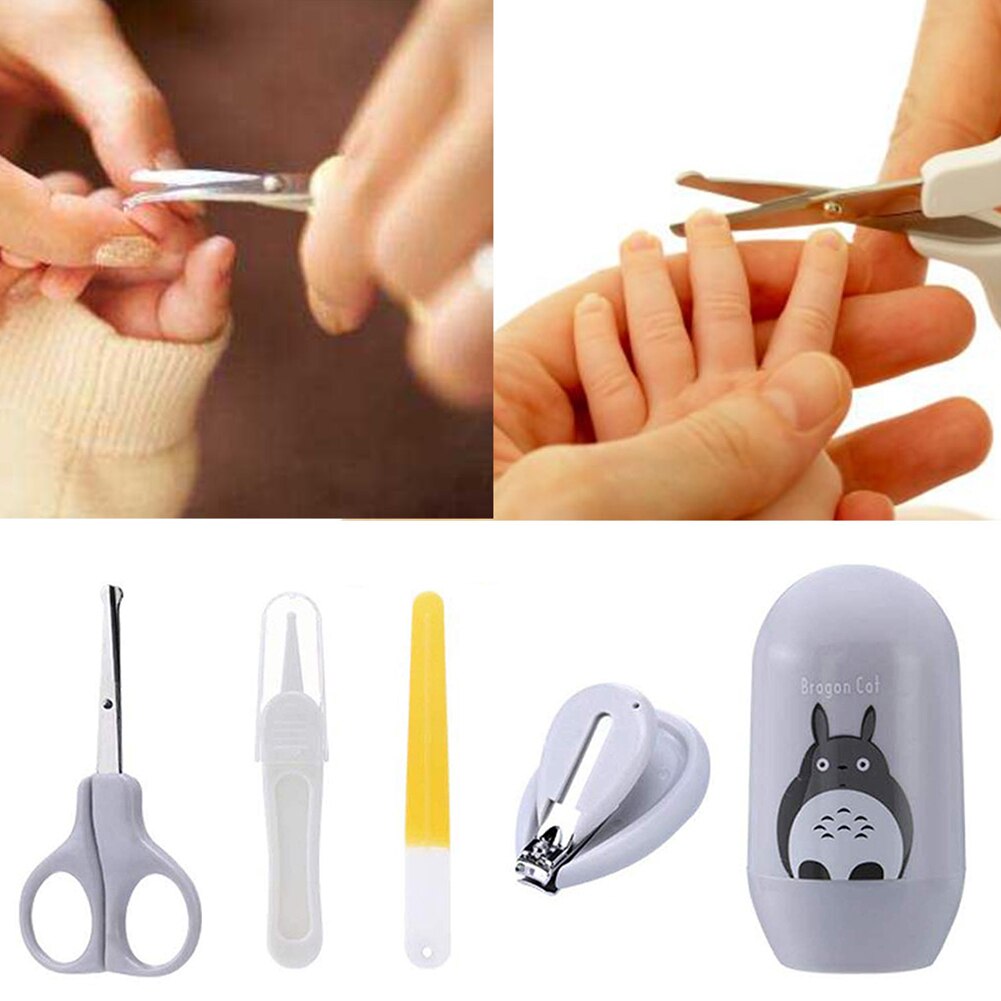 Uds viñetas de animales para cuidado de uñas, juego de cortauñas de barril de bebé, ABS, gris, Kit de seguridad para cuidado de uñas de bebé, #38