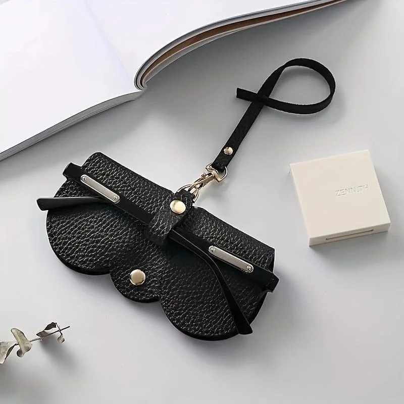 Litschi geprägte Brillenabdeckung, niedlich, zum Aufhängen, Pu-Leder, Sonnenbrille, Lesebrille, Aufbewahrungstasche, tragbarer Reise-Brillenhalter