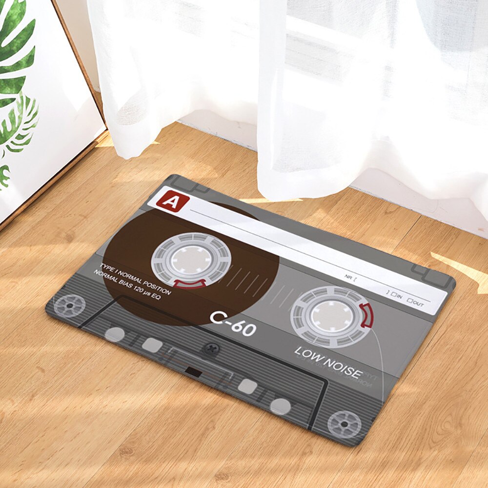 Non Slip Door Mat Flannel Vintage Cassette Tape Indoor Doormat Door Floor Mats Carpet Rugs Decor Porch Doormat Tapete 20JAN23: E