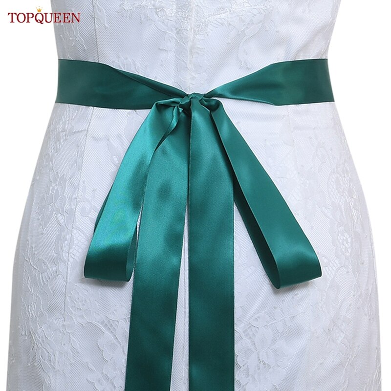TOPQUEEN S419-G Jahrgang Blumen- Hochzeit Gürtel Smaragd Mutterschaft Schärpe Strass Blume Hüftgürtel Für Braut Kleid Kleid Applikationen: Grün Schleife