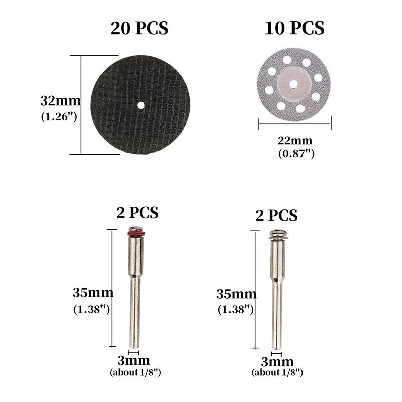 36 pièces de meules de coupe rotatives Kit d'outils Mini meule de coupe diamantée et lames de scie circulaire HSS et roues de coupe en métal résine