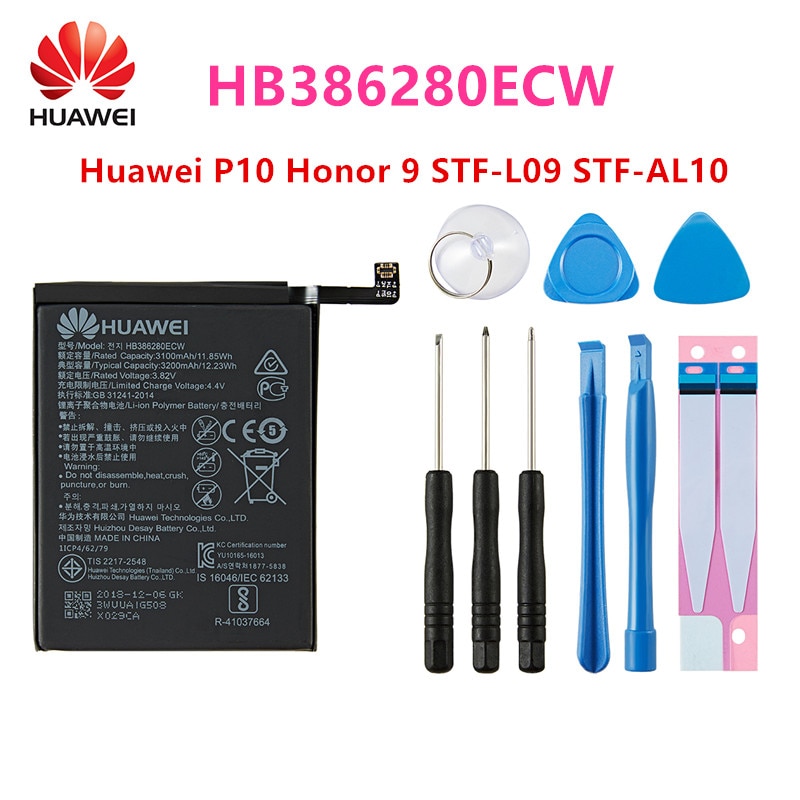 100% Orginal HB386280ECW 3300Mah Batterij Voor Huawei P10 Honor 9 STF-L09 STF-AL10 Mobiele Telefoon + Gereedschap