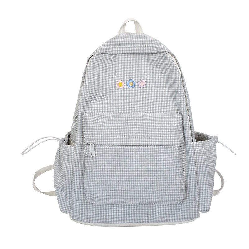 Dcimor Plaid Vrouwen Rugzak Vrouwelijke Borduurwerk Schooltas Voor Tiener Meisjes Rugzak Boekentas Mochilas: gray
