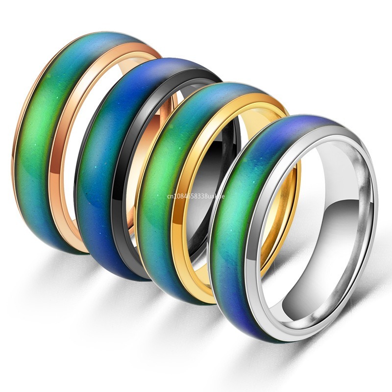 1 stücke Edelstahl Stimmung Ring Ändern Farbe Ringe Emotion Gefühl Temperatur Ring für Frauen Männer Paare Ringe Schmuck