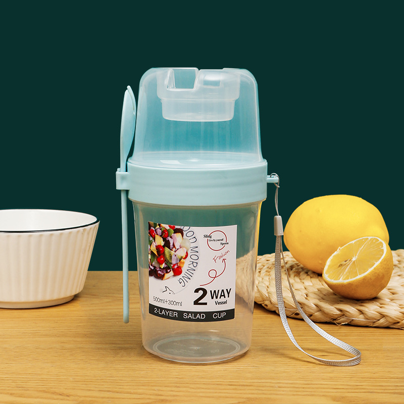 Draag ontbijtbekers, saladebekers, yoghurtgranen, havermout snacks, parfaitcontainers en saladedressinghouders met vorken!: Black