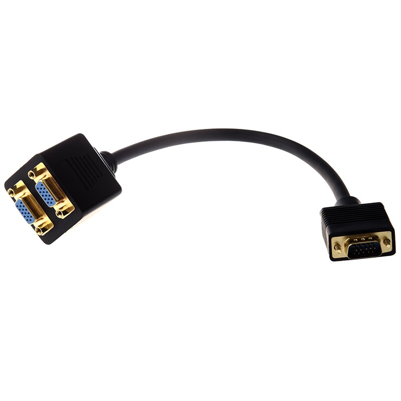 Video Splitter :VGA(HD15) M to VGA(HD15) F X 2 (1 PC to 2 Monitors)
