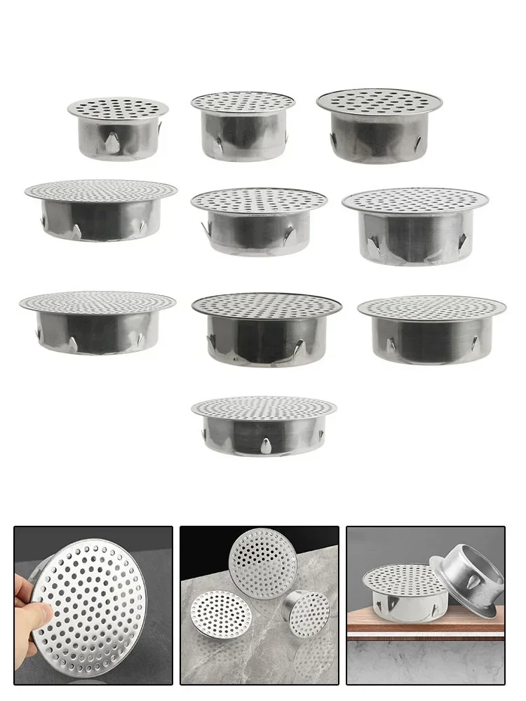 Coperchio di scarico per bagno in acciaio inossidabile ricevitore per capelli Tappo di drenaggio per balcone Tappo per tetto esterno da giardino Filtro da pavimento antiblocco