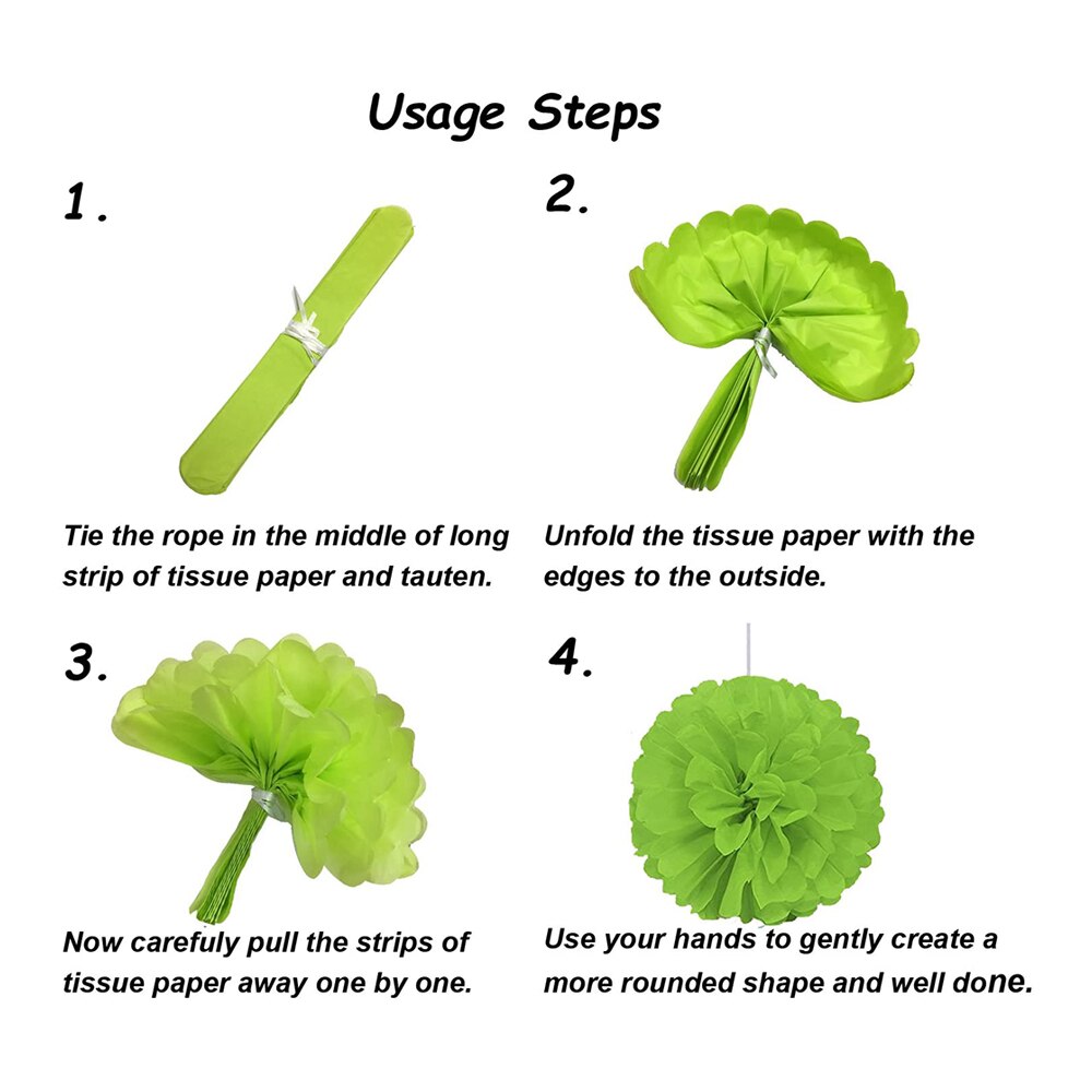 Paper Pompom Fan Ball Honeycomb Decoration Room Wedding Birthday Passover Baptism Birthday - Green