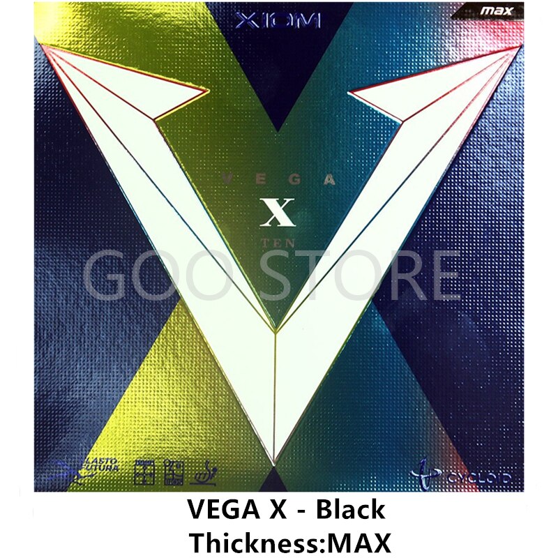 XIOM-Tensor de goma para tenis de mesa VEGA X Original VEGA 10, 79-063, esponja de Ping Pong: VEGA X Black Max