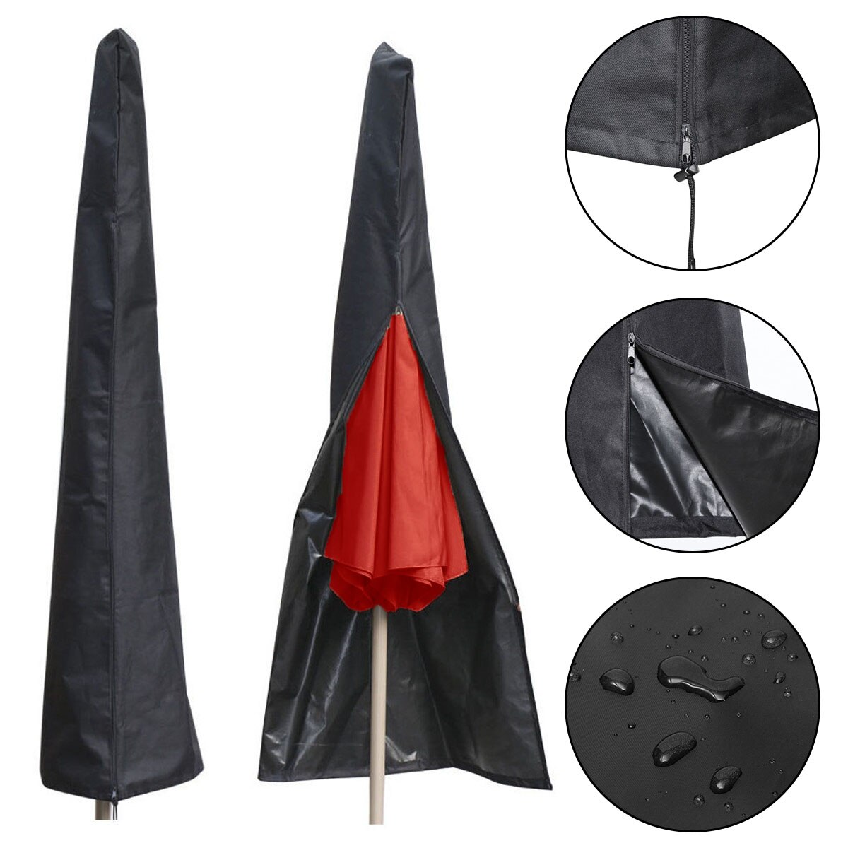 Waterproof Sun Shelter Patio Umbrella Canopy Rain Cover Shade Protective Sunshade Shed Zipper Bag Awing Bags Outdoor